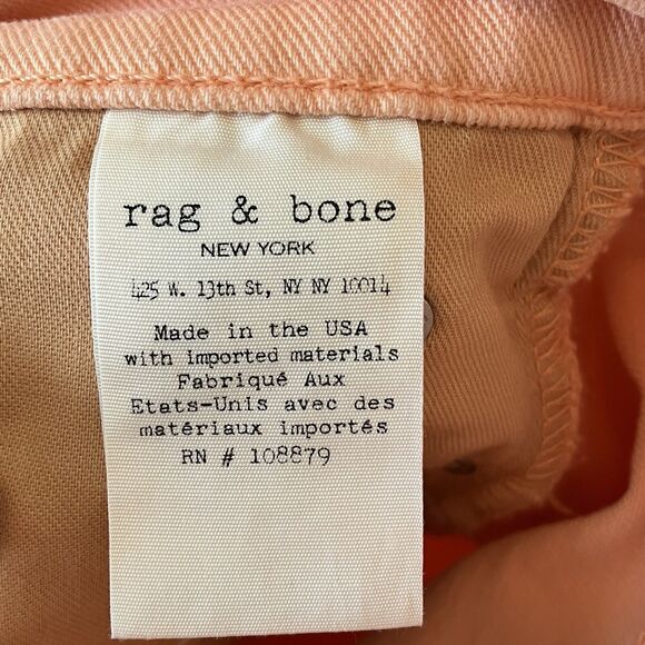 Rag & Bone Jeans Women’s 29 X 26 Peach High Rise Skinny Made USA Spring - Picture 5 of 10